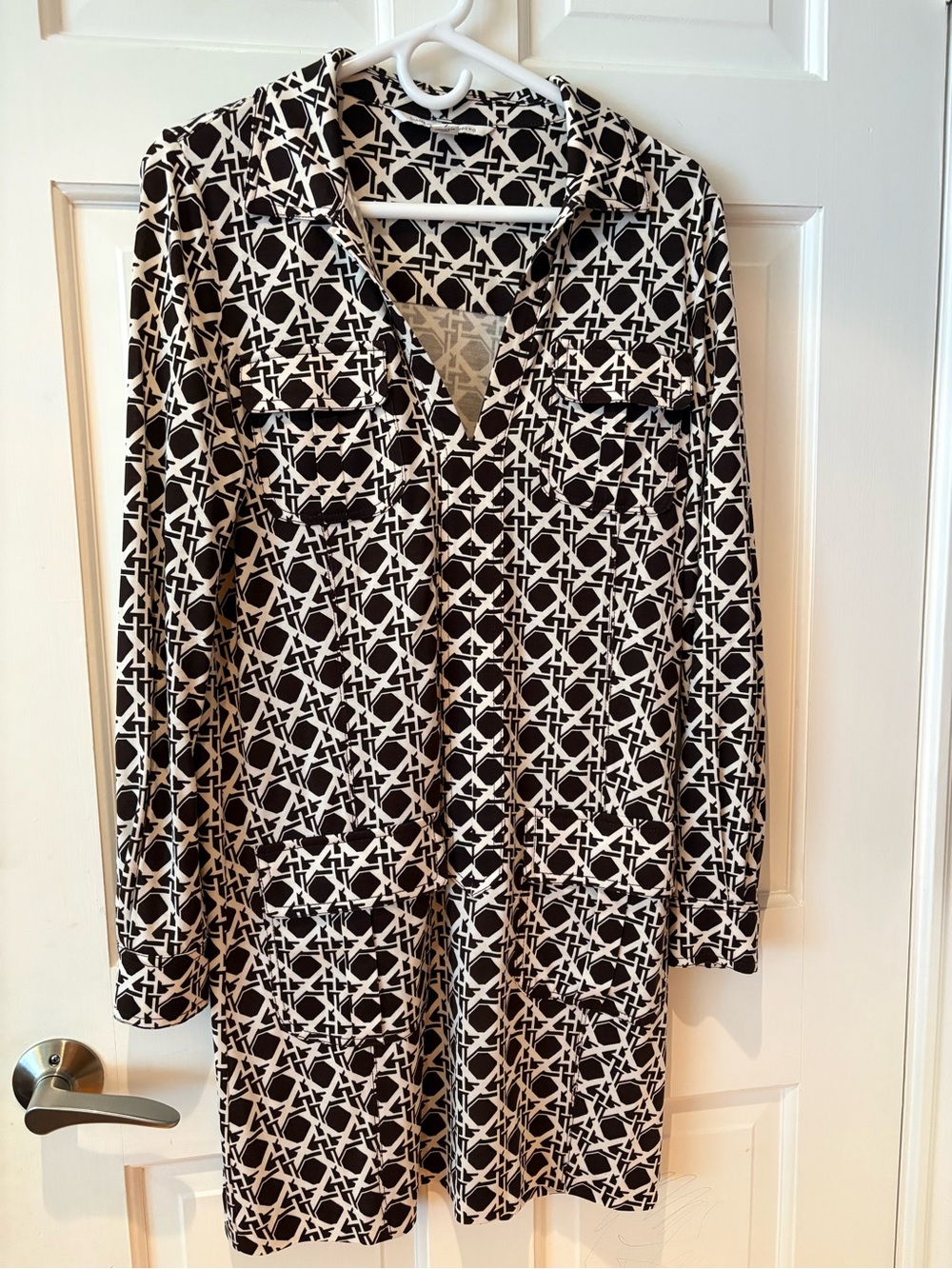 Diane Von Furstenberg Black & White Geometric Midi Dress